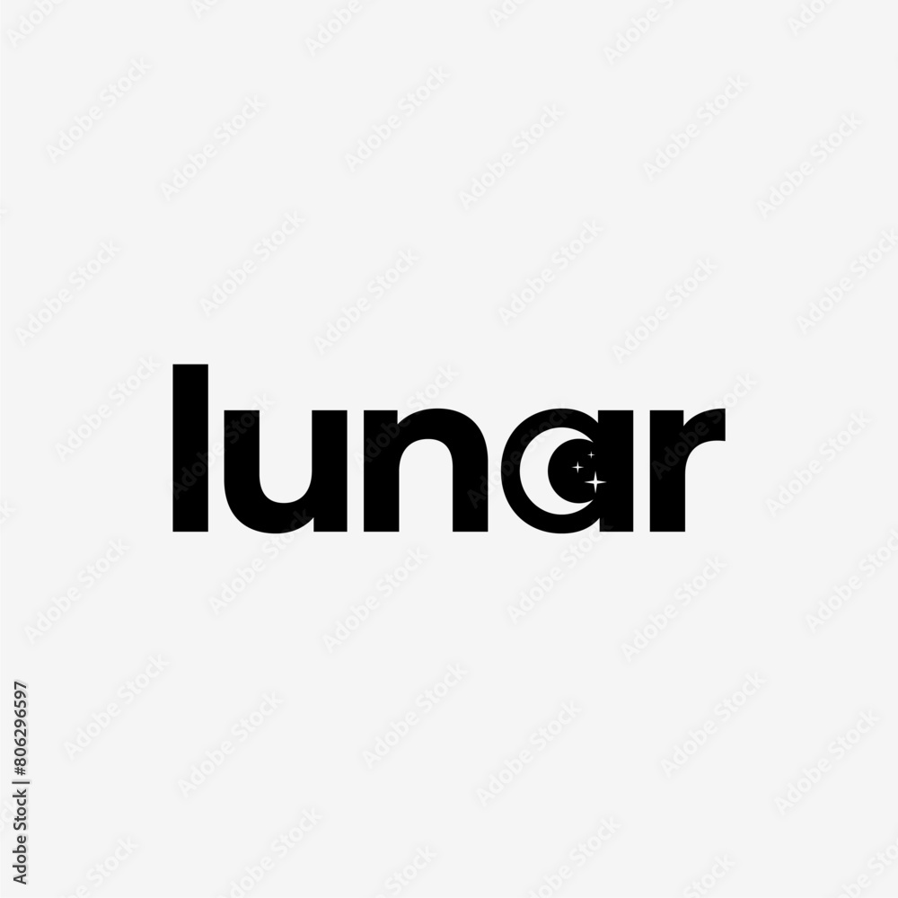 LUNAR MOON STAR LETTERING LETTER MARK LOGO VECTOR ICON ILLUSTRATION LUNAR MOON STAR LETTERING LETTER MARK LOGO VECTOR ICON ILLUSTRATION