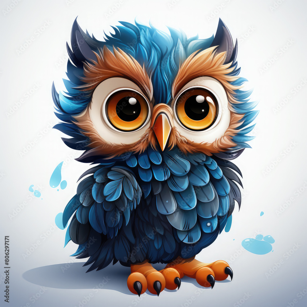 Watercolor Celeste owl, clipart Illustration, Generative Ai