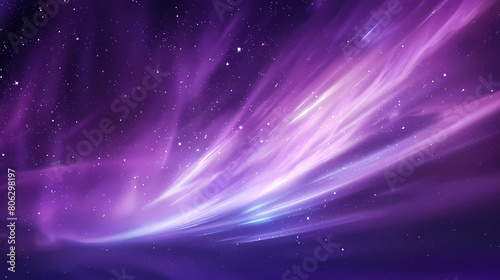 Majestic Purple Aurora Borealis in Starry Night Sky Over Clouds