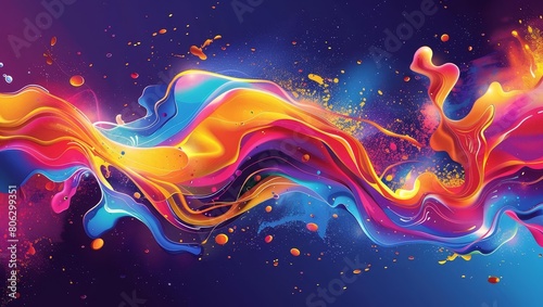 Create a colorful abstract painting using bright and saturated colors © tanapat