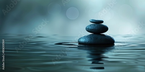 zen stones with balanced stacked on top of each other in the water.