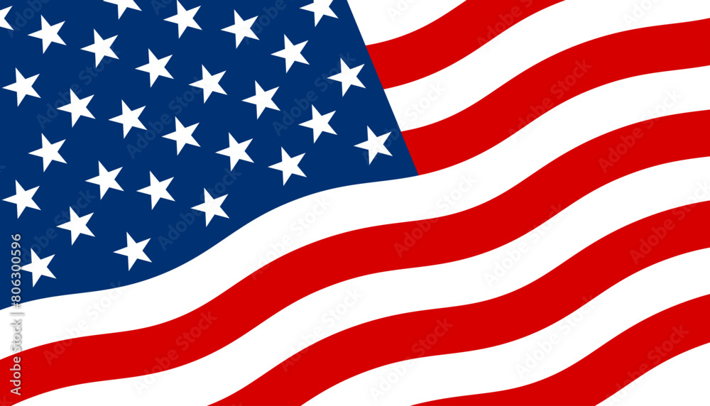Fototapeta premium USA flag, United States of America flag in wavy style