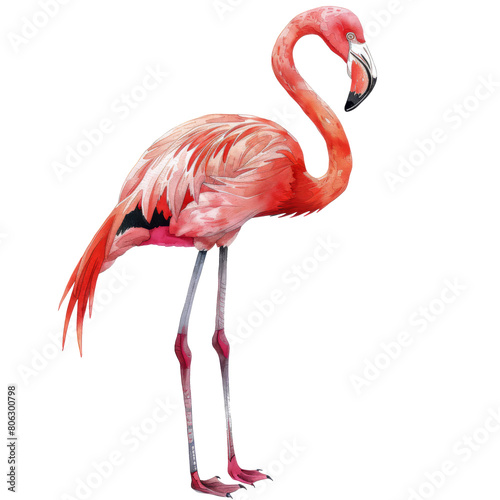 Pink Flamingo Standing on Hind Legs