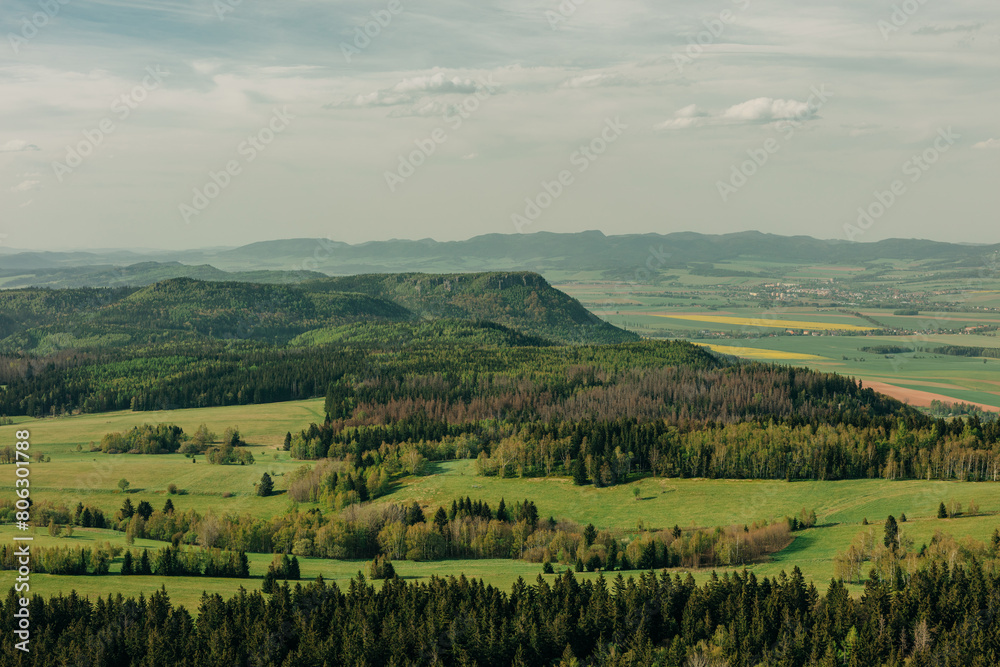 Landscape of North Czech Republic and Poland South mountains border