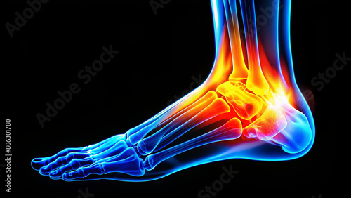 Inflamed ankle, illustration photo
