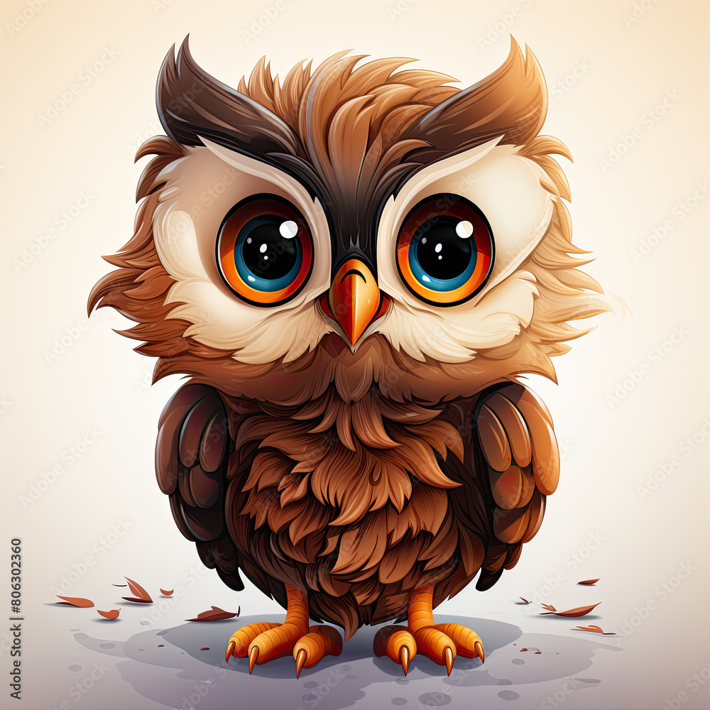 Watercolor Celeste owl, clipart Illustration, Generative Ai Watercolor Celeste owl, clipart Illustration, Generative Ai