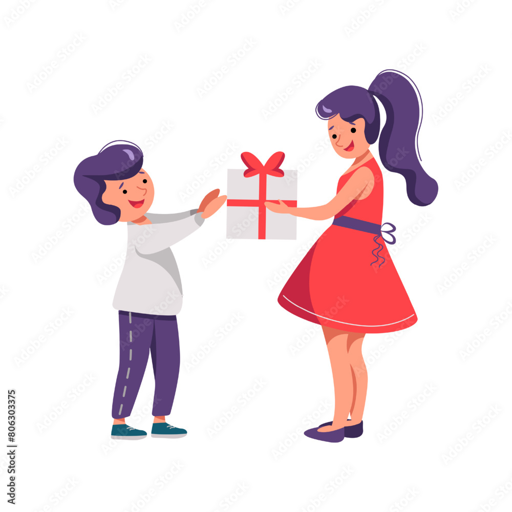 Illustration of a Giving a Gift boy and grandmother and grandfather in white background Illustration of a Giving a Gift boy and grandmother and grandfather in white background