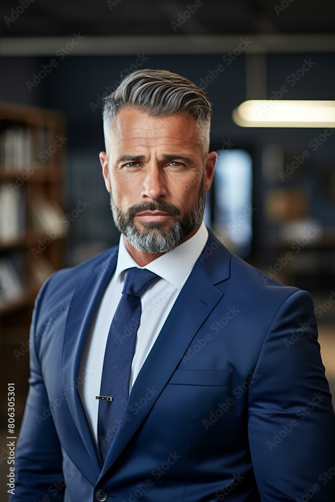 A handsome man in a blue suit and tie A handsome man in a blue suit and tie