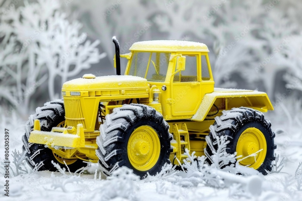 Yellow Toy Tractor on a Grassy Field - Farming Agricultural Theme Yellow Toy Tractor on a Grassy Field - Farming Agricultural Theme