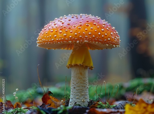 Red mushroom with white spots photo