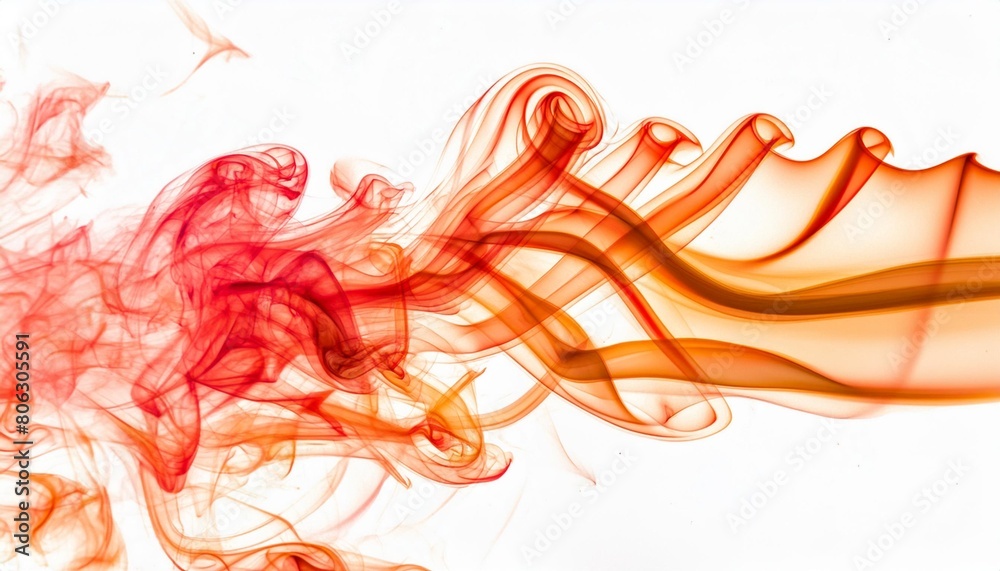 red and orange smoke isolated on white background