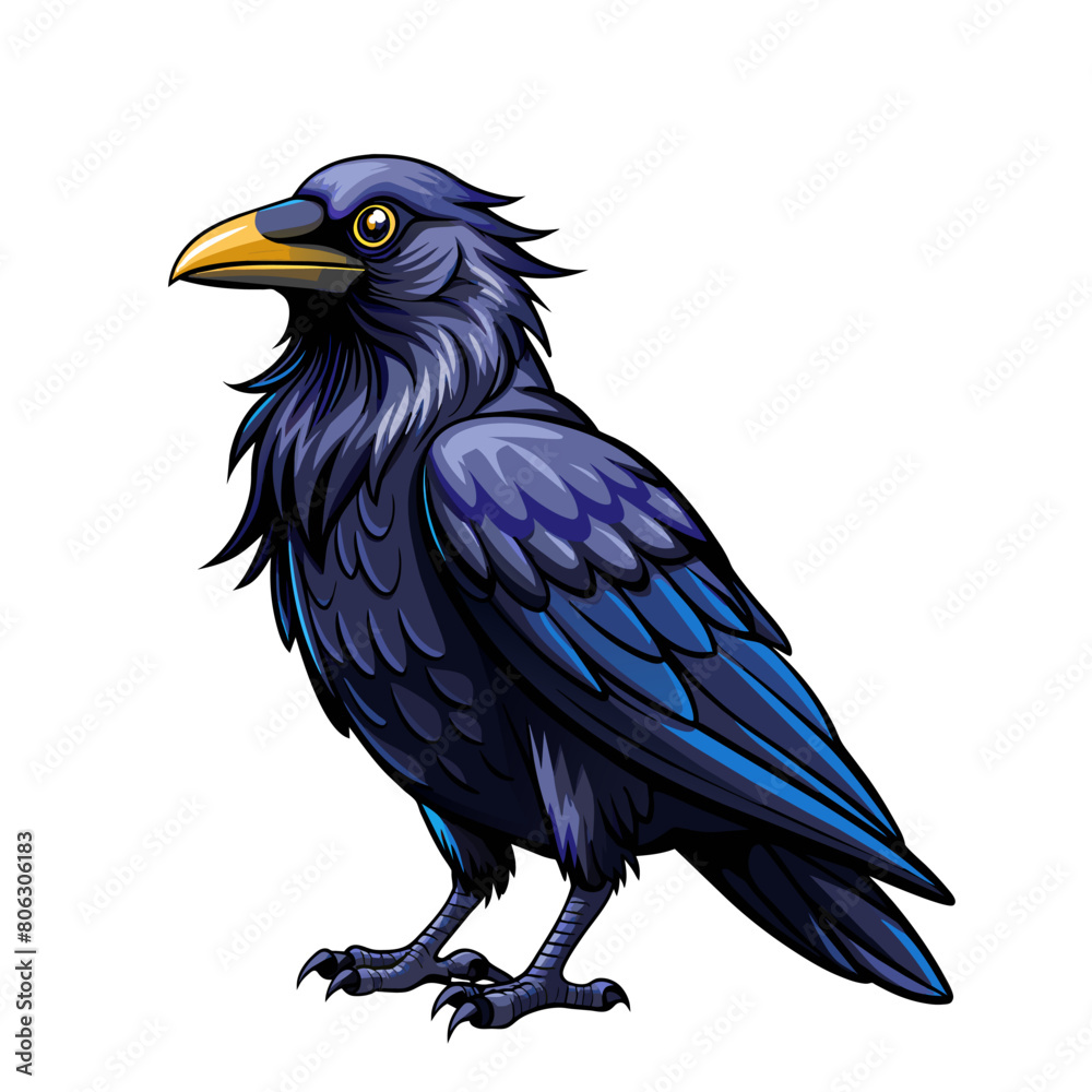 Fototapeta premium crow bird cartoon style on white background