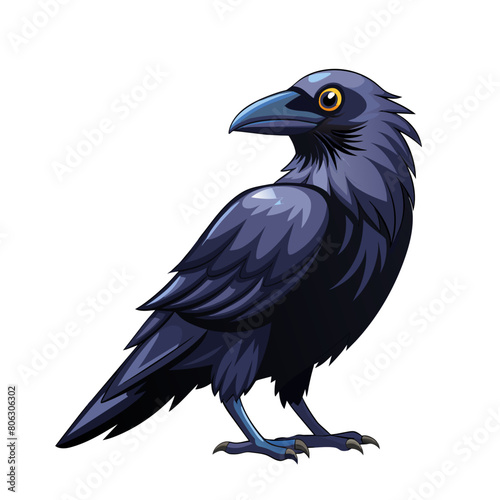 crow bird cartoon style on white background