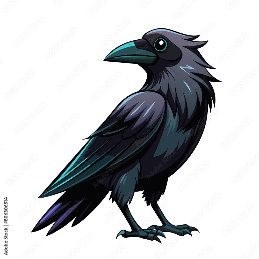 crow bird cartoon style on white background