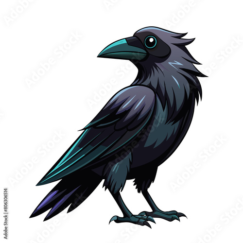 crow bird cartoon style on white background