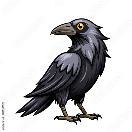 crow bird cartoon style on white background