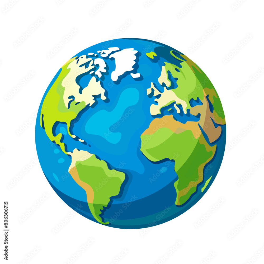 Flat planet Earth icon on white background