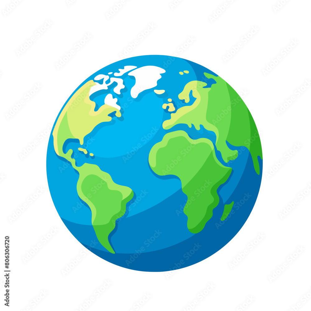 Flat planet Earth icon on white background Flat planet Earth icon on white background