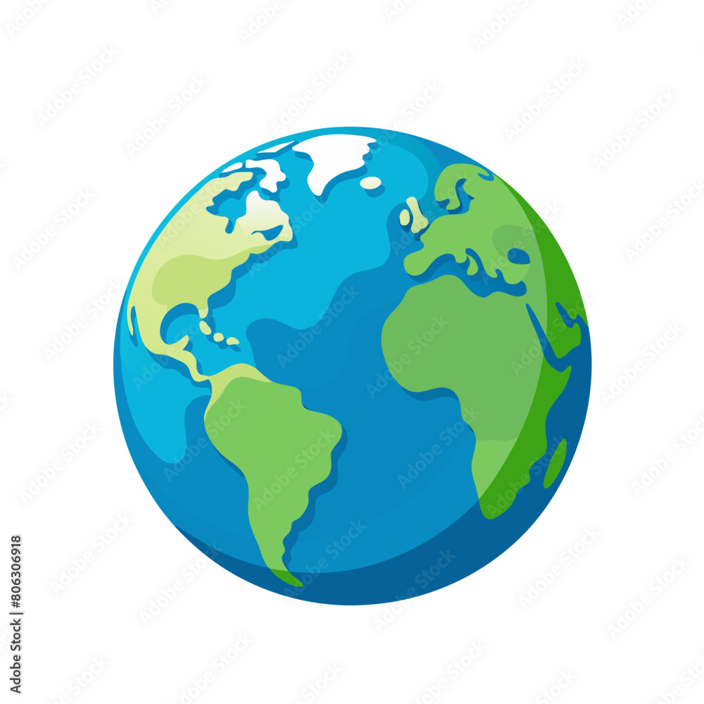 Flat planet Earth icon on white background