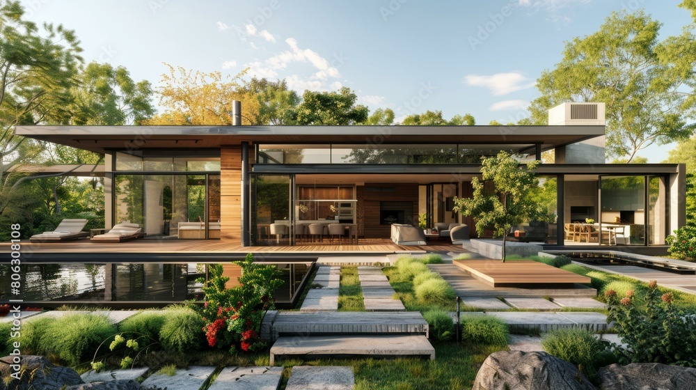Modern House Exterior With Pool And Garden Modern House Exterior With Pool And Garden