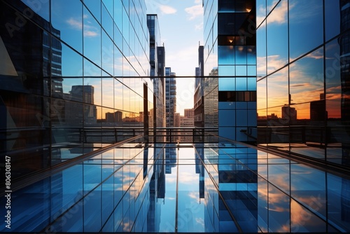 Urban Reflections  A Mixed-Material Building Facade Dominated by Glass Features