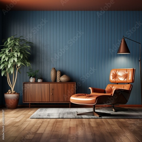 retro style living room interior design photo