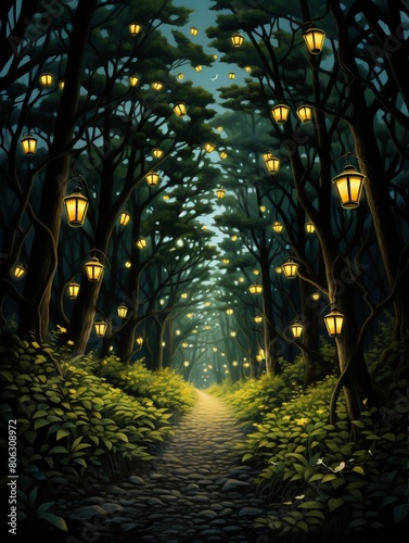 Lanterns Illuminate Forest with Enchanted Flight