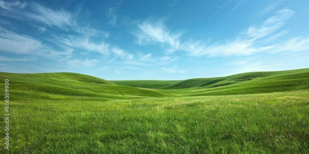 Landscape with green hills and blue sky Landscape with green hills and blue sky