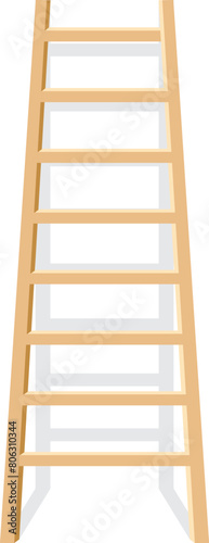 vector wooden ladder. stepladder leaning against the wall