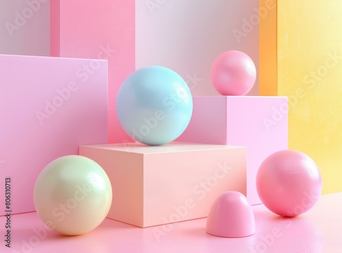 Pastel podiums and pastel balls