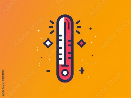 A thermometer with a red liquid rising to indicate a high temperature.