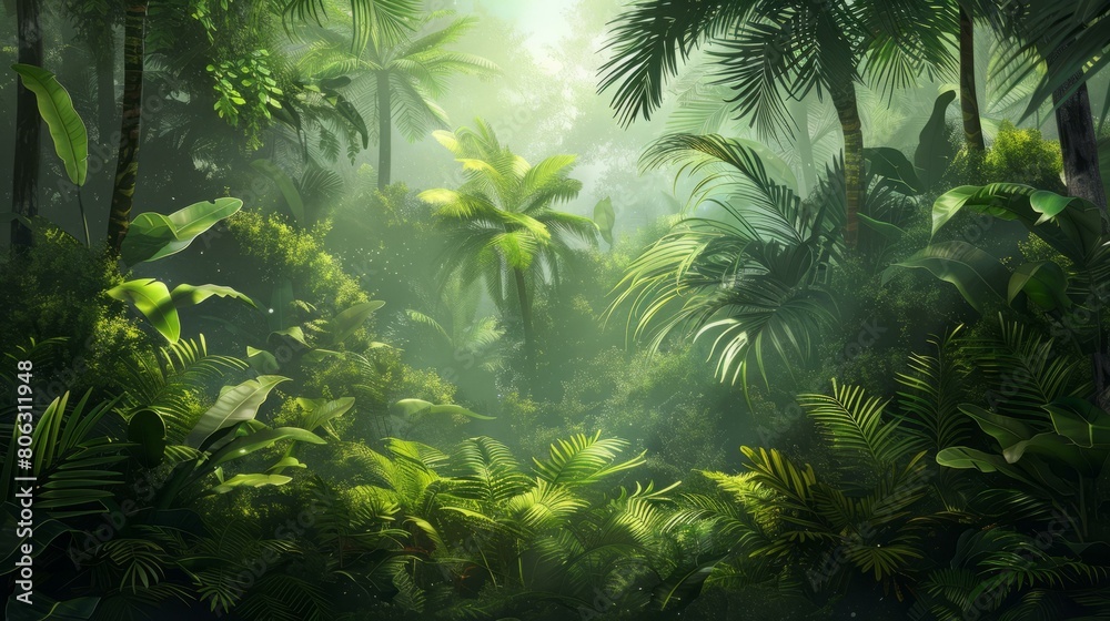 The dense vegetation of the jungle The dense vegetation of the jungle
