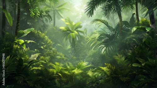 The dense vegetation of the jungle
