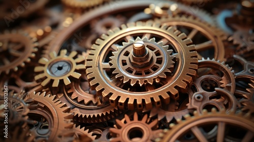 An illustration of a variety of steampunk gears photo