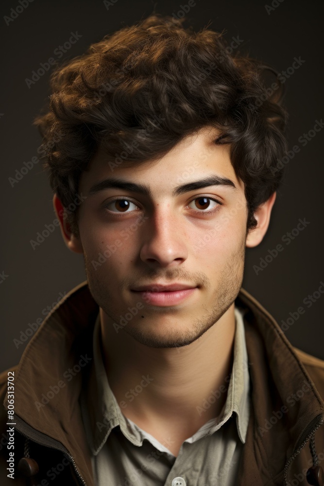 Portrait of a young man with brown hair and brown eyes Portrait of a young man with brown hair and brown eyes