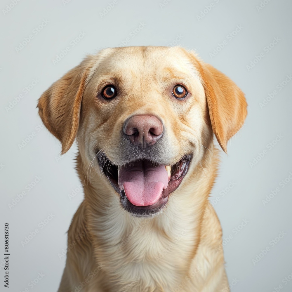 A happy yellow Labrador Retriever dog A happy yellow Labrador Retriever dog