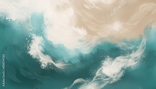 abstract background teal white beige digital painting generative ai