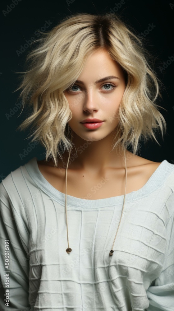 Portrait of a beautiful young woman with blonde hair and blue eyes Portrait of a beautiful young woman with blonde hair and blue eyes