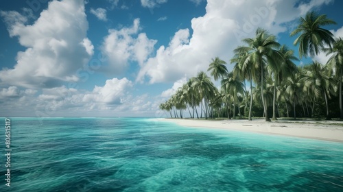 Beach with palm trees and white sand