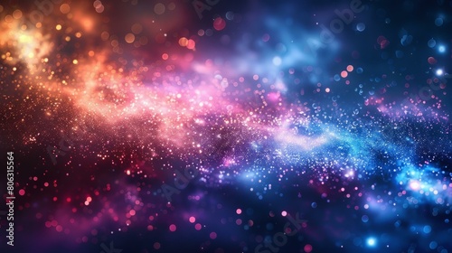 Colorful abstract background with glowing particles