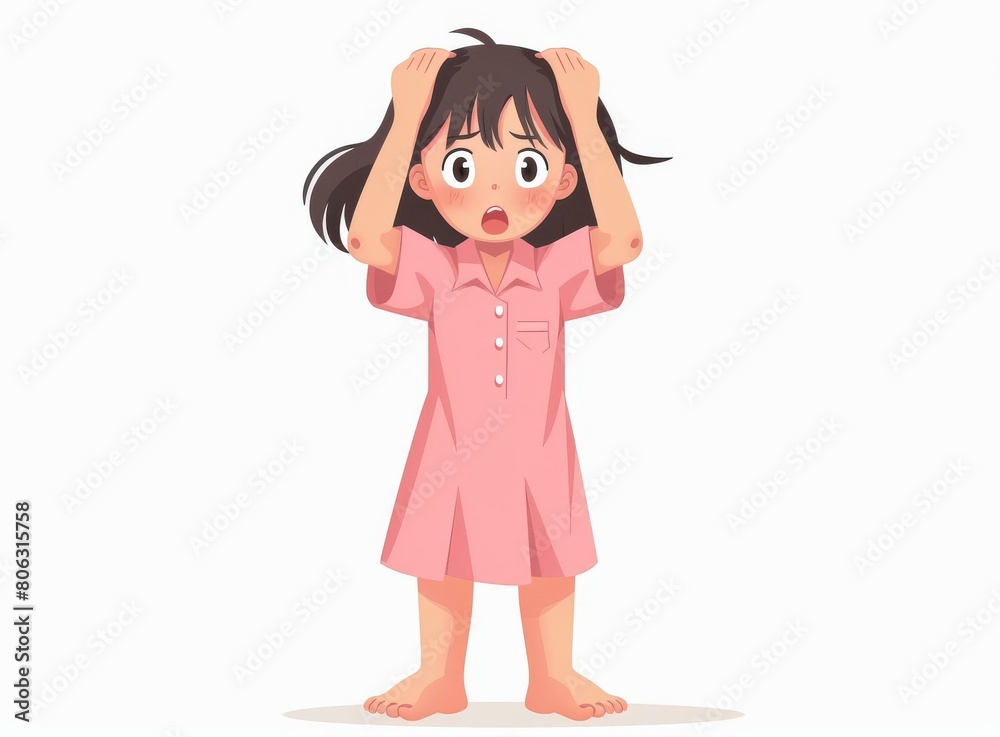 Little girl in pink nightdress is shocked Little girl in pink nightdress is shocked