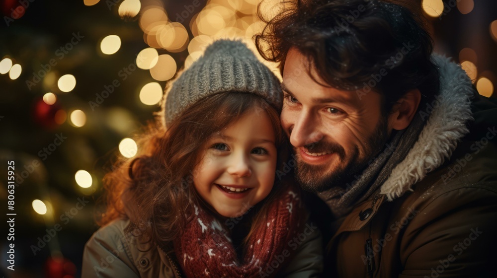 Father and daughter in winter clothes Father and daughter in winter clothes
