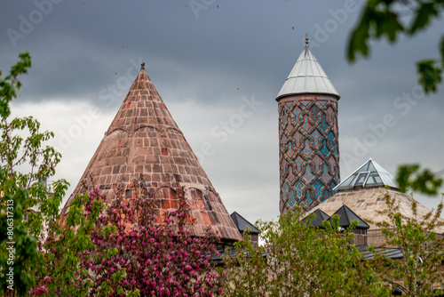 Yakutiye Medrese or madrasa   Erzurum under dramatic skies.