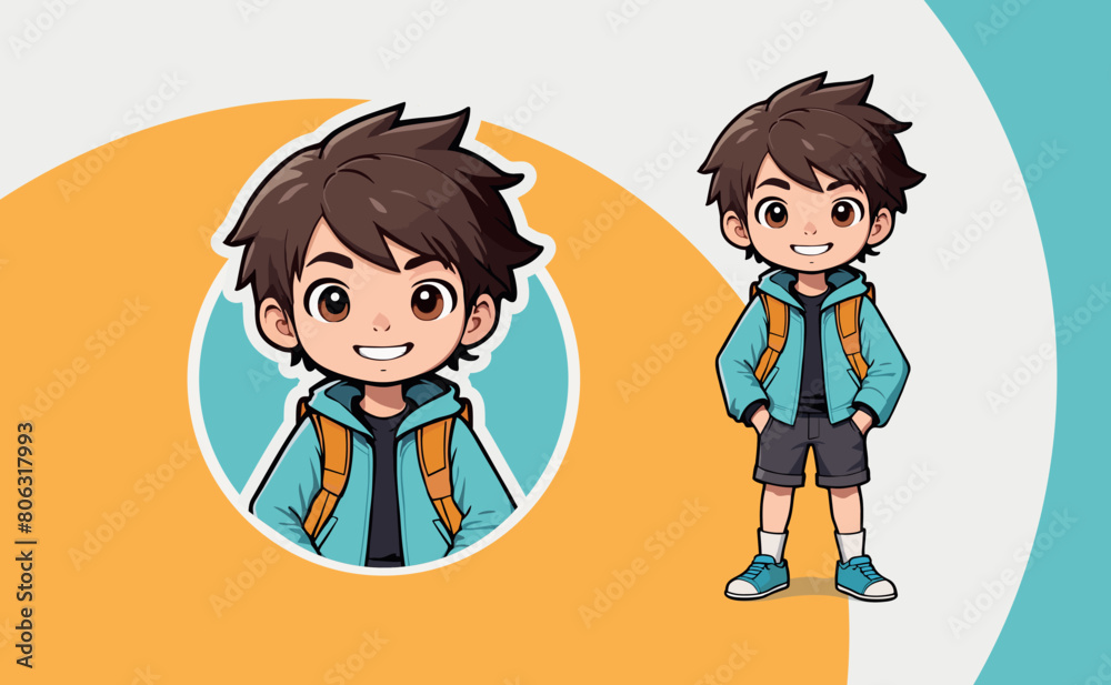 Vector student, student design, cartoon boy with backpack going to school Vector student, student design, cartoon boy with backpack going to school