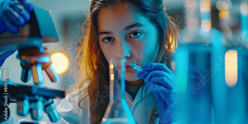 Promoting Parity: Young Woman Leading in the Scientific Laboratory photo