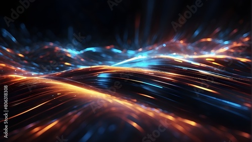 abstract background of dynamic speed light streaks with long exposure. AI generation