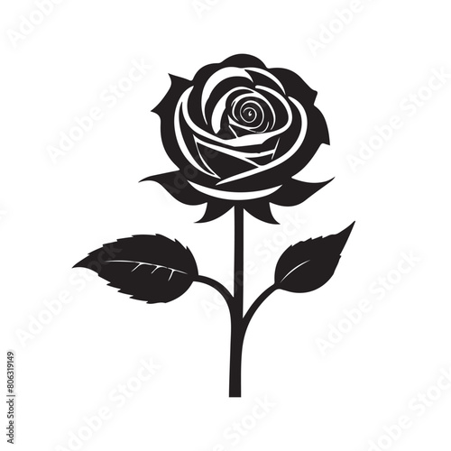 Flowers vector black and white flat design line art. White background.