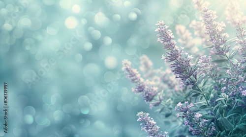 Ethereal lavender blossoms with a soft bokeh background in cool tones