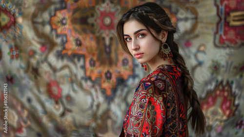 pretty young woman in national clothes, woman with traditional clothes, pretty girl portrait