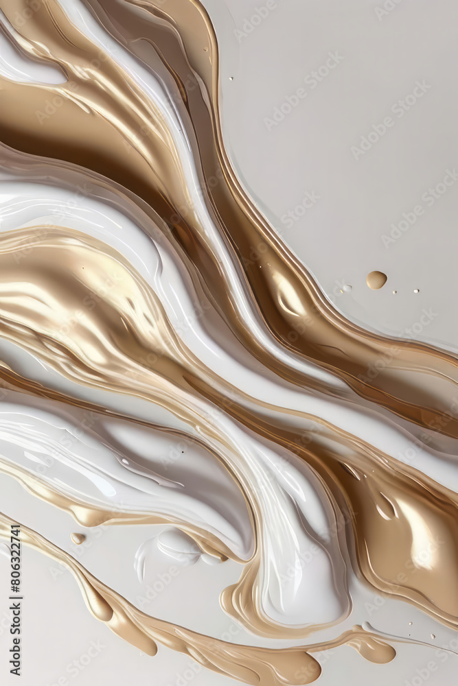 Banner with Liquid acrylic fluid abstract background. White, gold and beige backdrop abstract mixing painting. Art with flows and splashes for interior poster, banner Banner with Liquid acrylic fluid abstract background. White, gold and beige backdrop abstract mixing painting. Art with flows and splashes for interior poster, banner